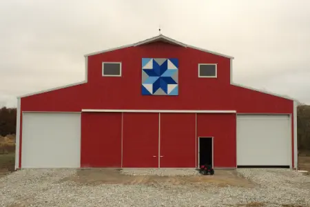 pole barn kit type red horse barn